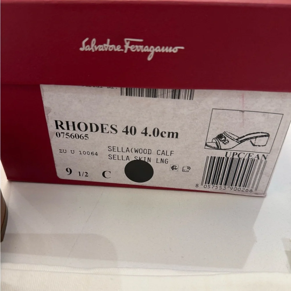 Salvatore Ladies‎ Brown Rhodes Gancini Heel Sandals, Size 9.5 - Picture 13 of 13